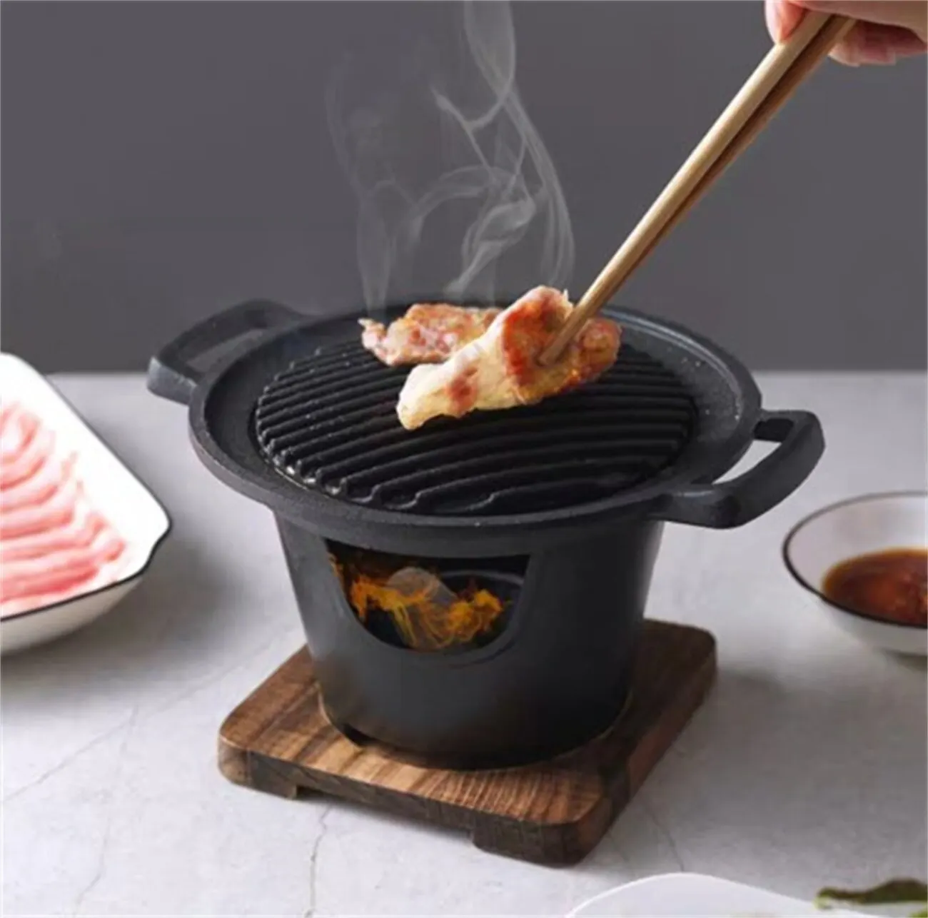 Barbecue Stove Barbecue Grill Mini BBQ Alcohol Stove Japanese One Person Cooking Oven Detachable Outdoor BBQ Plate Roasting Meat Tools