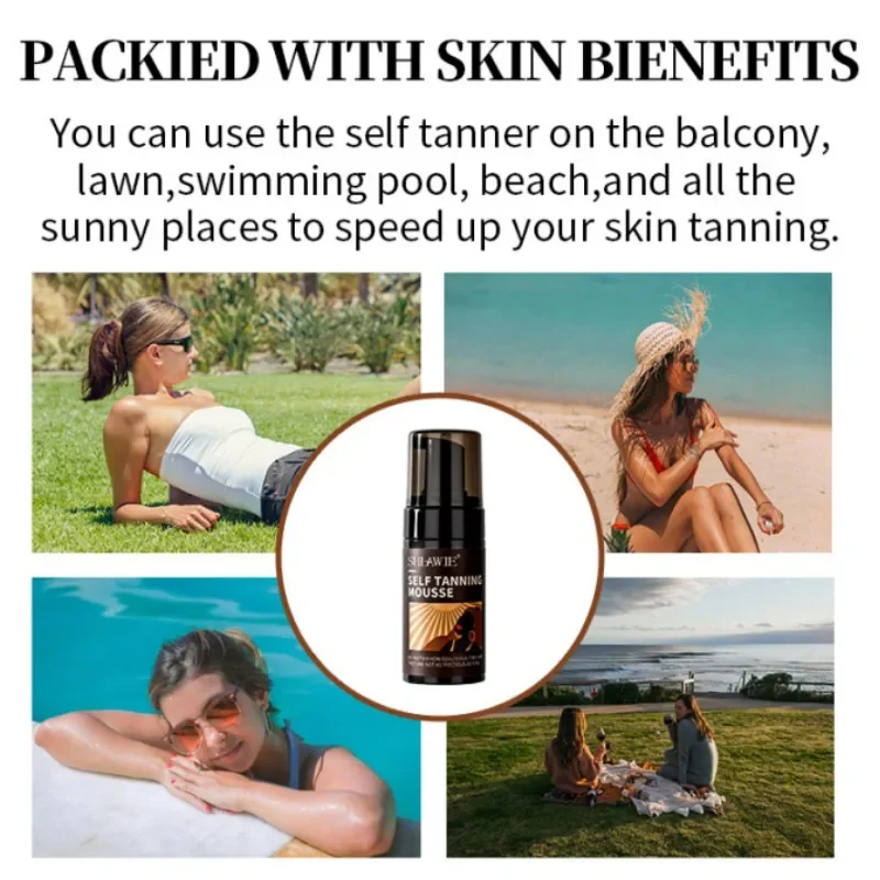 For Body Self Tanning Mousse Beach Outdoor Sunless Bronzer Spray Tan Tanning Enhancer Body Natural Tan Cream