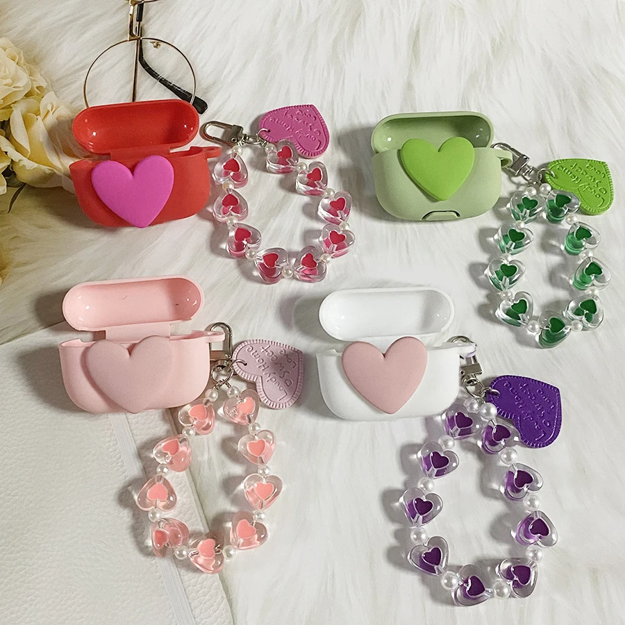 Per Jabra Elite 4 Custodia Cute Love Auricolare Cover In Silicone Con Custodia Per Cordino Da Polso Per Jabra Elite 4 Active Case Fundas