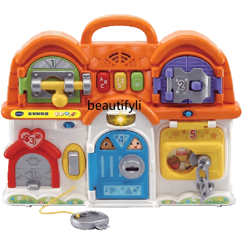 Puzzle Unlock House Toys Montessori Early Education Puzzle Infant Key Lock 1-2 Year Old Baby Busy Board