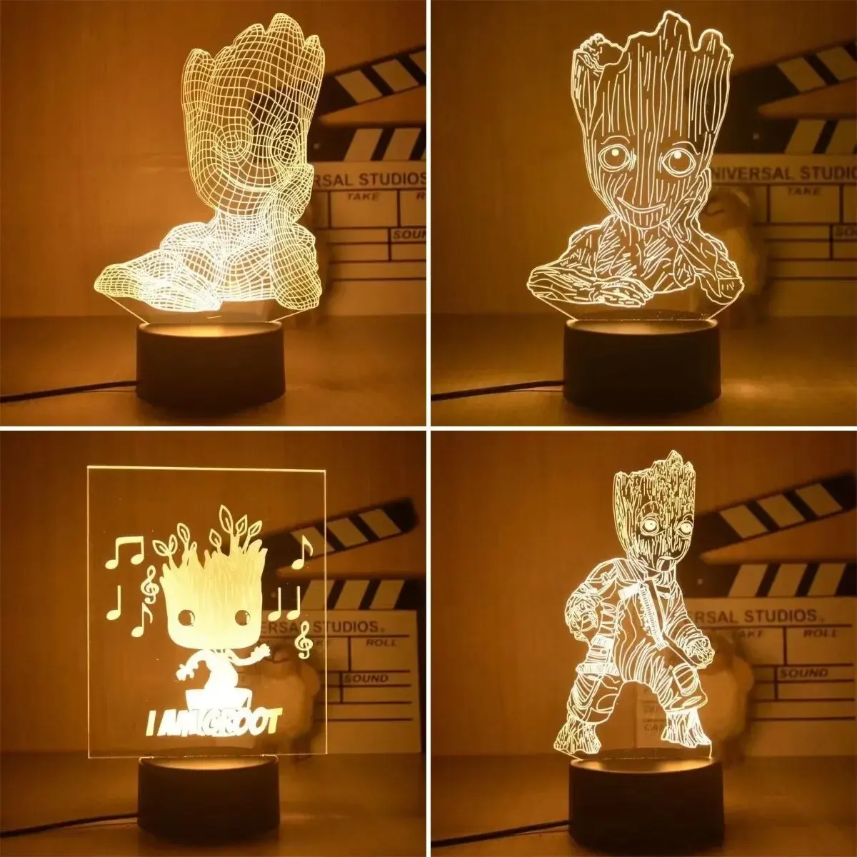 Anime Galaxy Tree Man Baby Groot 3D Led Night Light Avengers Marvel Model Toys Groot Action Figures Bedroom Decor Kids Gifts