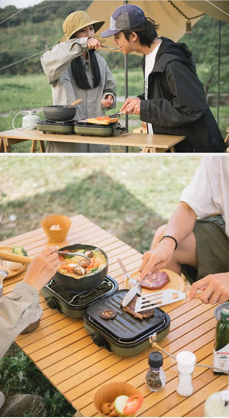 Naturehike Camping-Gasherd, 1700 W, zwei Burgerköpfe, ultraleichter tragbarer Folk-Herd, Picknick-Grill im Freien, mit Antihaft-Bratpaneel – Detail 10