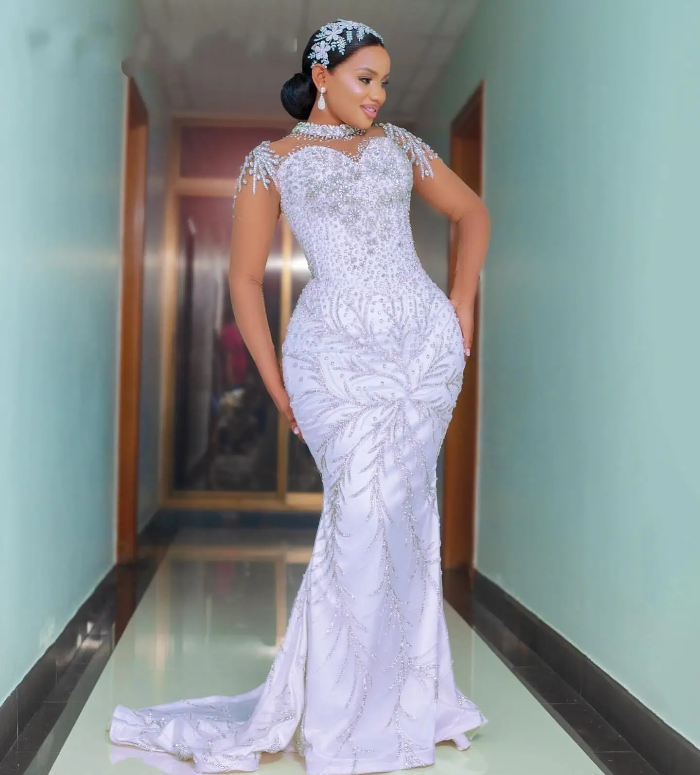 Kaynaat's Deep Blue Drape Gowns With Silver Handwork for Rent