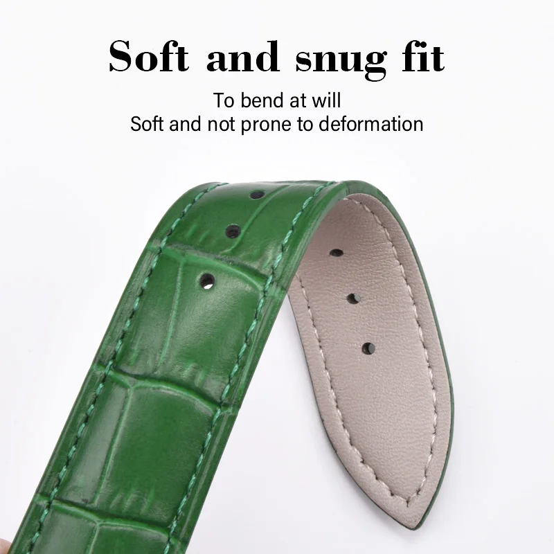 Premium Genuine Leather Bamboo Pattern Watch Strap - Soft, Breathable, Calfskin Replacement Band
