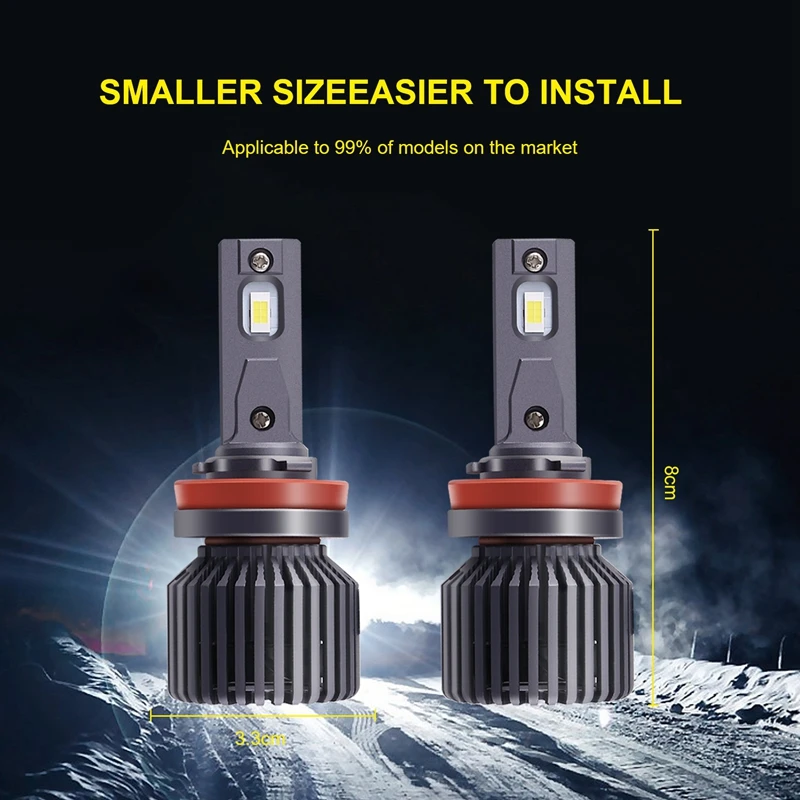 차량용 LED 헤드라이트 전구, 백색 안개등, 300W, 30000LM, 9005 9006, H7, H11, 6000K, P9