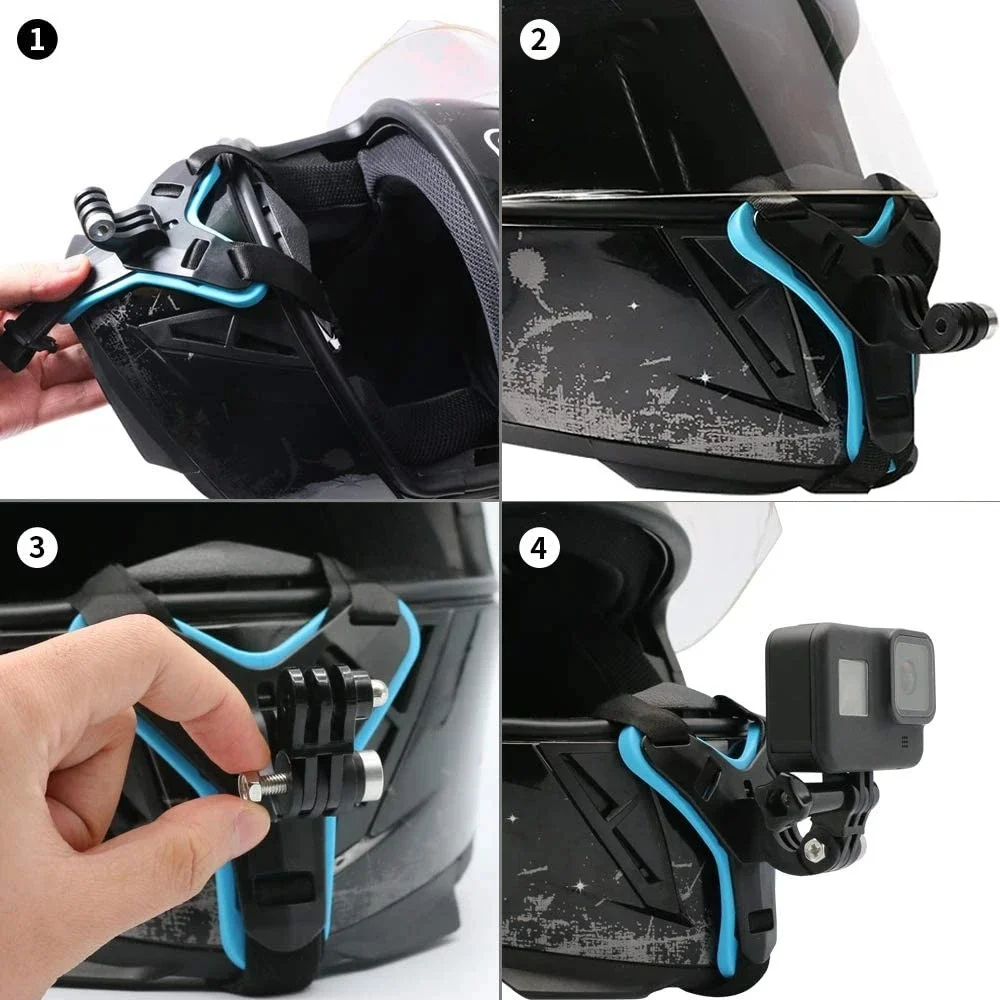 Support mentonnière casque moto pour GoPro Hero 10 9 8 7 5 OSMO EKEN SJCAM