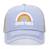 New GOOD VIBES Rainbow Embroidery Baseball Hat Men Women Hip Hop Snapback Trucker Cap Outdoor Mesh Breathable Sunscreen Hats 2