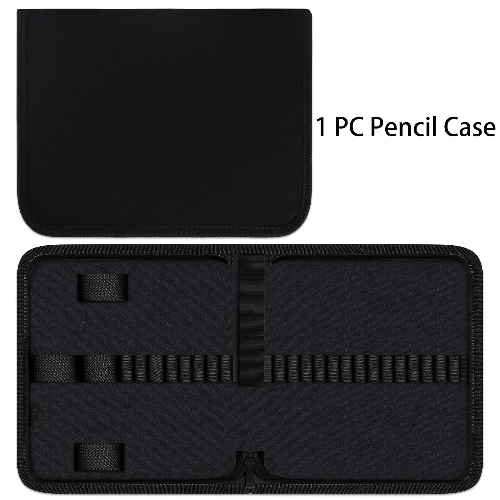 Deluxe 27-Slot Foldable Colored Pencil Case with Zipper - Large Capacity Storage Organizer