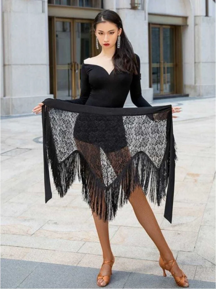 

Однотонные юбки для вальса для взрослых, для современных латинских танцев, костюм для тренировок, сетчатый лоскутный костюм для выпускного, Спортивная женская одежда, шарф на бедрах