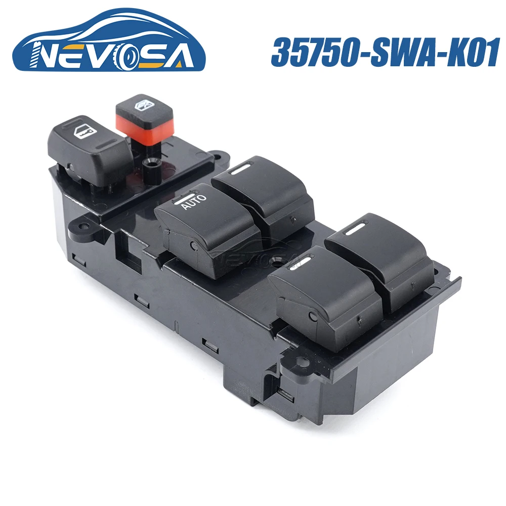 NEVOSA 35750-SWA-K01 For Honda CR-V Car LHD Left Driver Side Window Switch Button 35750SWAK01 35760-SWA-J01 22 Pins