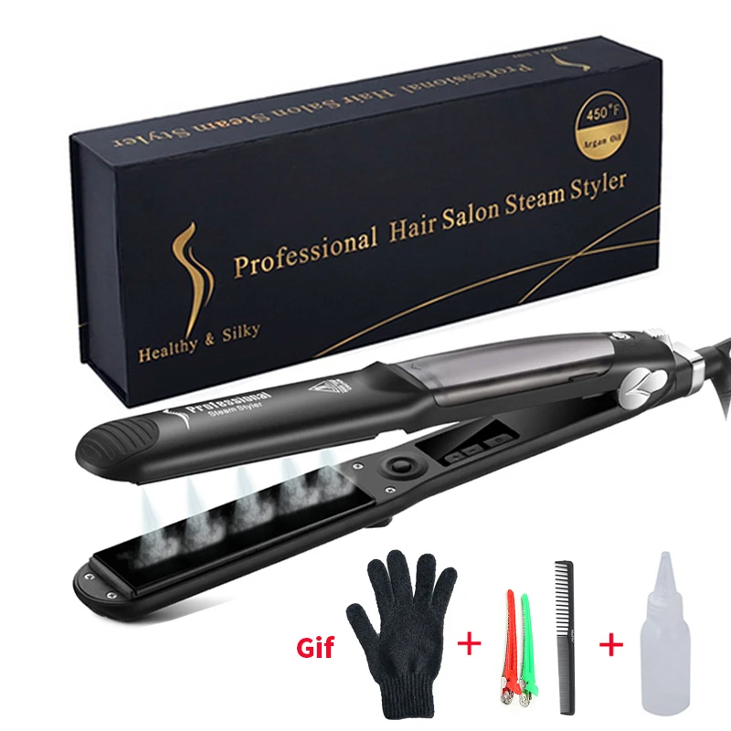 プロのスチーム縮毛矯正器 セラミック蒸気 蒸気 ヘアアイロン サロンツール Flat Irons Steam Hair Straightenerstraightening Iron Aliexpress