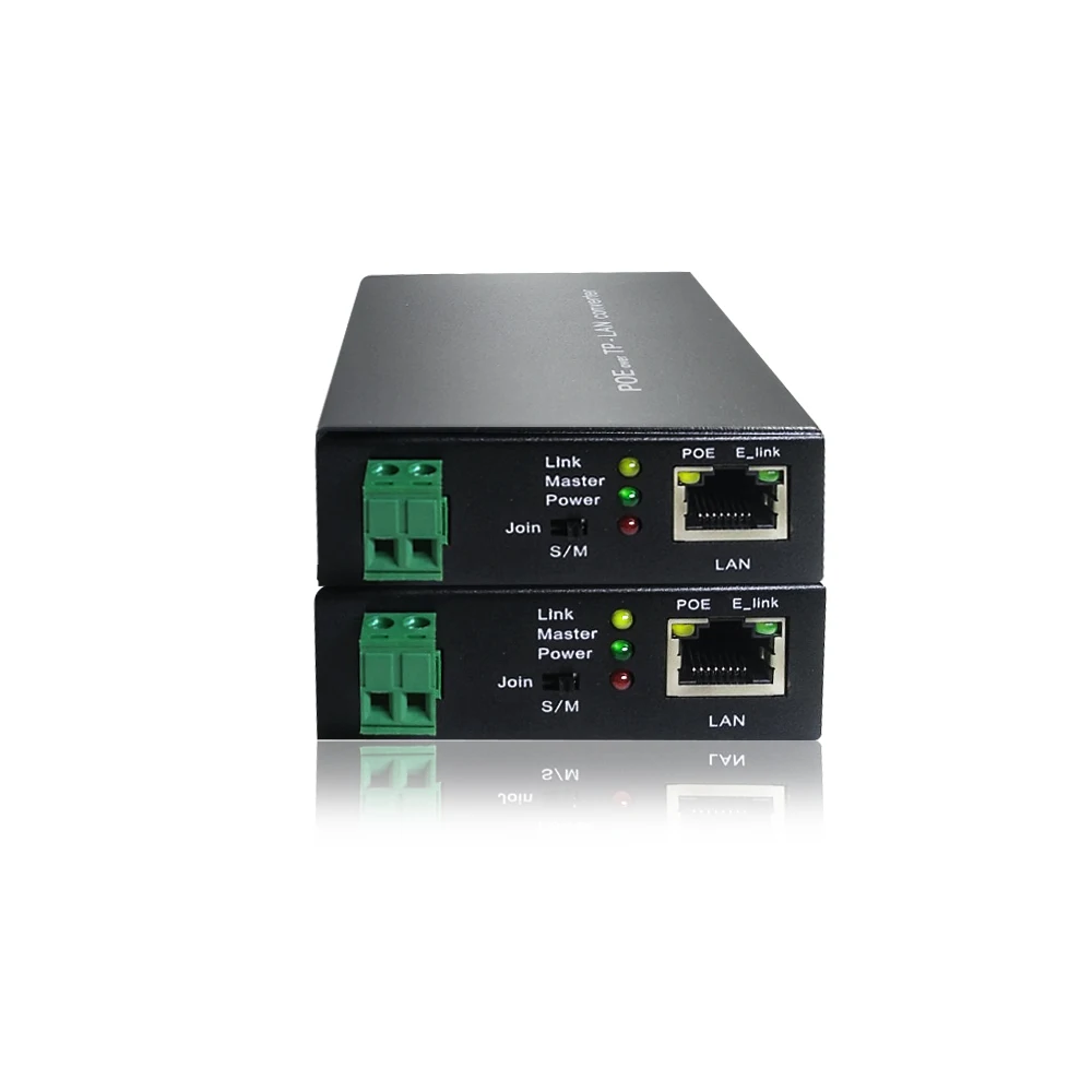 10/100Mbps Ethernet repeater converter over Twisted Pair 2-wire PoE extender 500m long distance for IP Camera