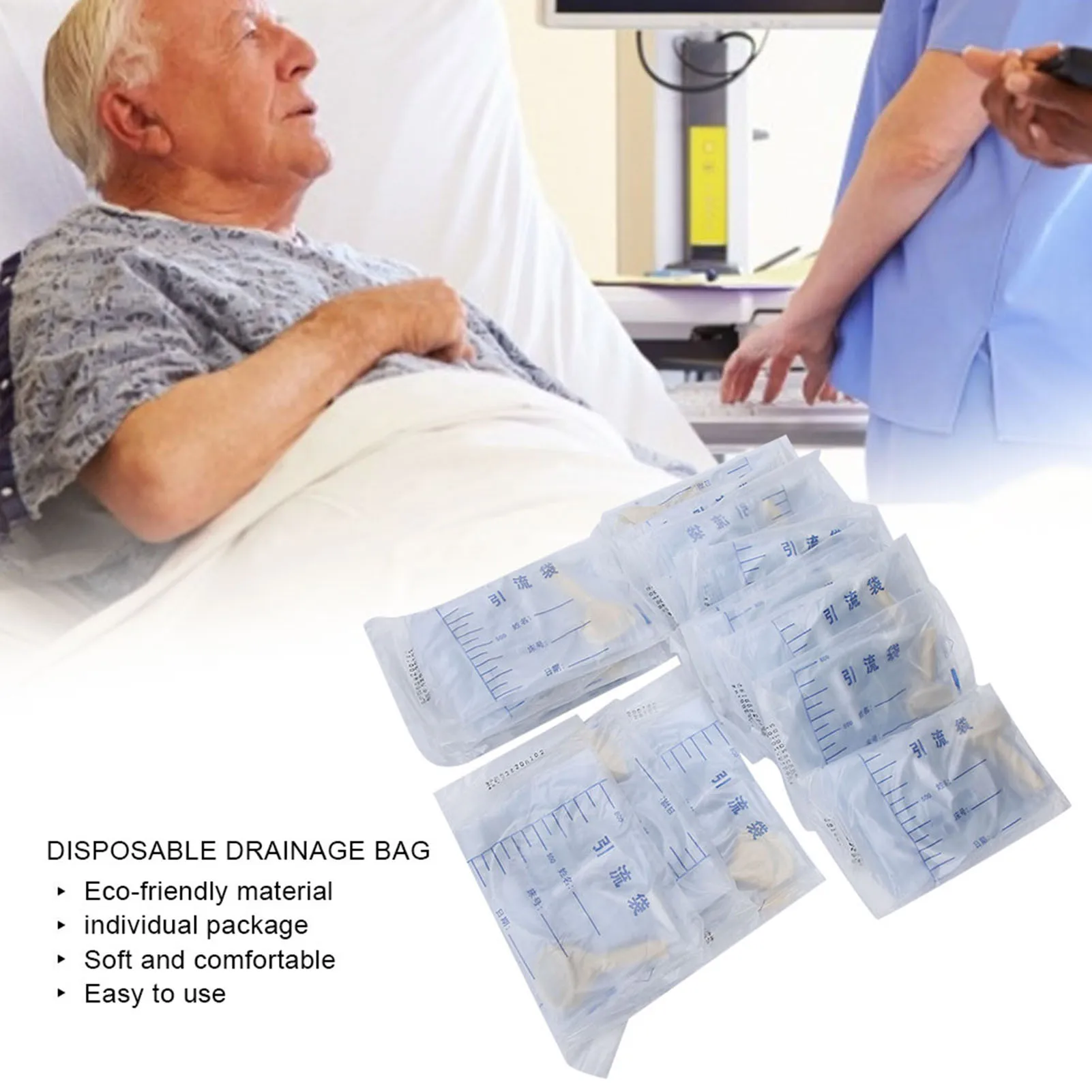 25pcs 1000ml Male Disposable Drainage Bag Household Urine Collection Bag Healthy Care