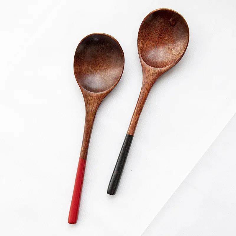 2Pcs Wooden Dessert Spoons 3