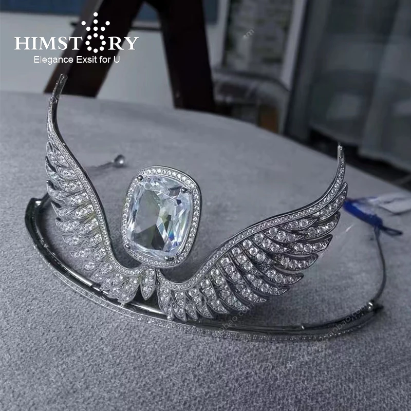 

Himstory великолепный кубический циркон Крыло ангела свадебный аксессуар для волос Женская Корона тиары головной убор