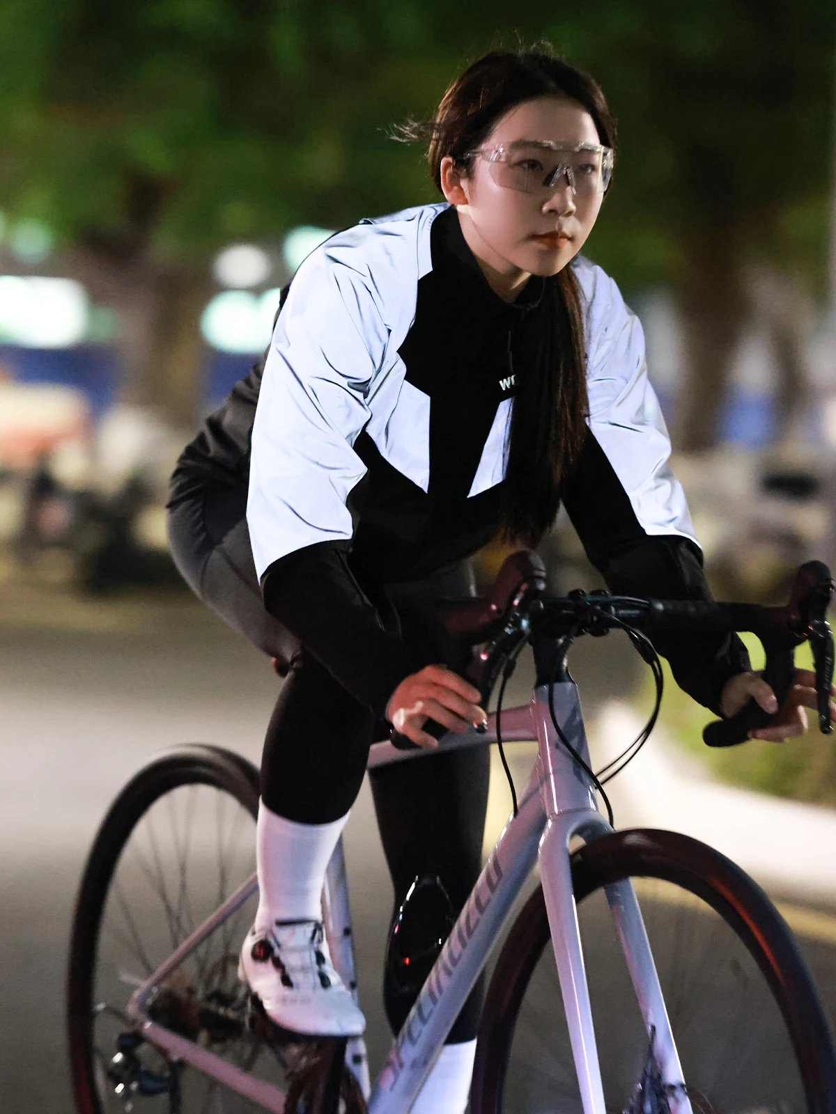 WOSAWE 초경량 반사 남성 사이클링 자켓 방수 라이딩 러닝 윈드 브레이커 형광 컬러 실버 패널 믹스