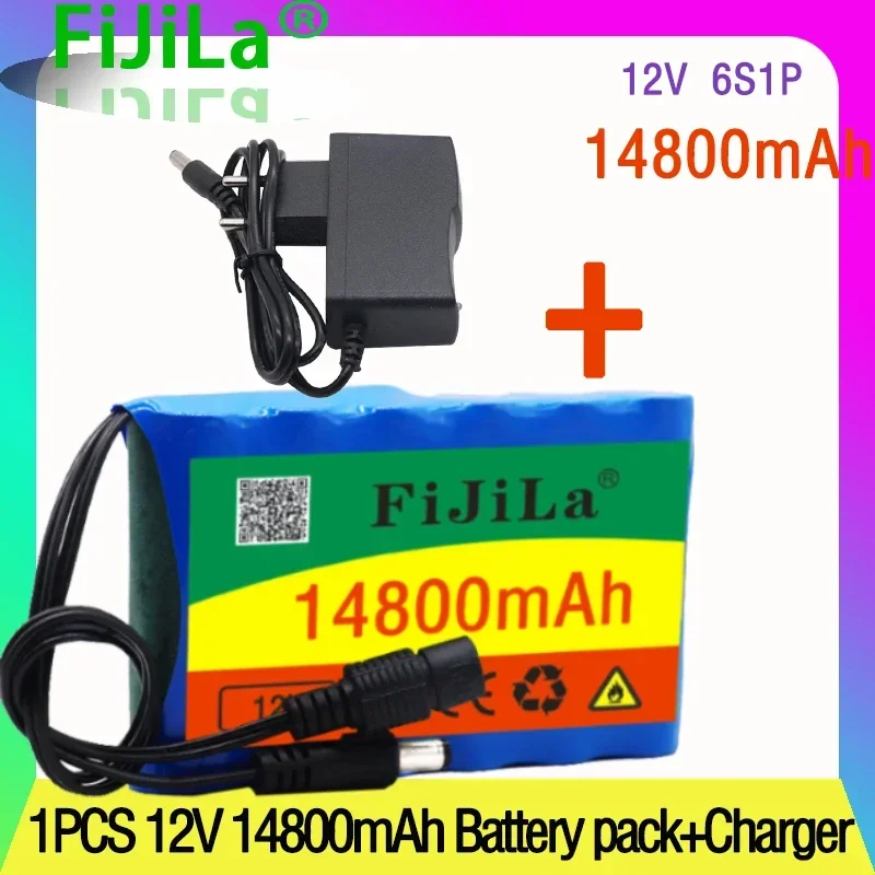 

100% Original 12V Battery Pack 14.8Ah 18650 Rechargeable Lithium Ion Battery Pack Capacity DC 12.6V 14800mAh CCTV Cam Monitor