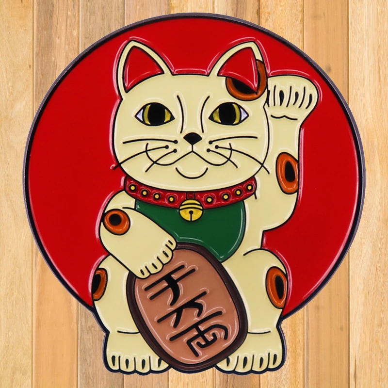 A1525 Cat Cute Japanese Cartoon Retro lucky cat  Brooch Metal Badge Pin Button Clothes Backpack Jewelry Wholesale