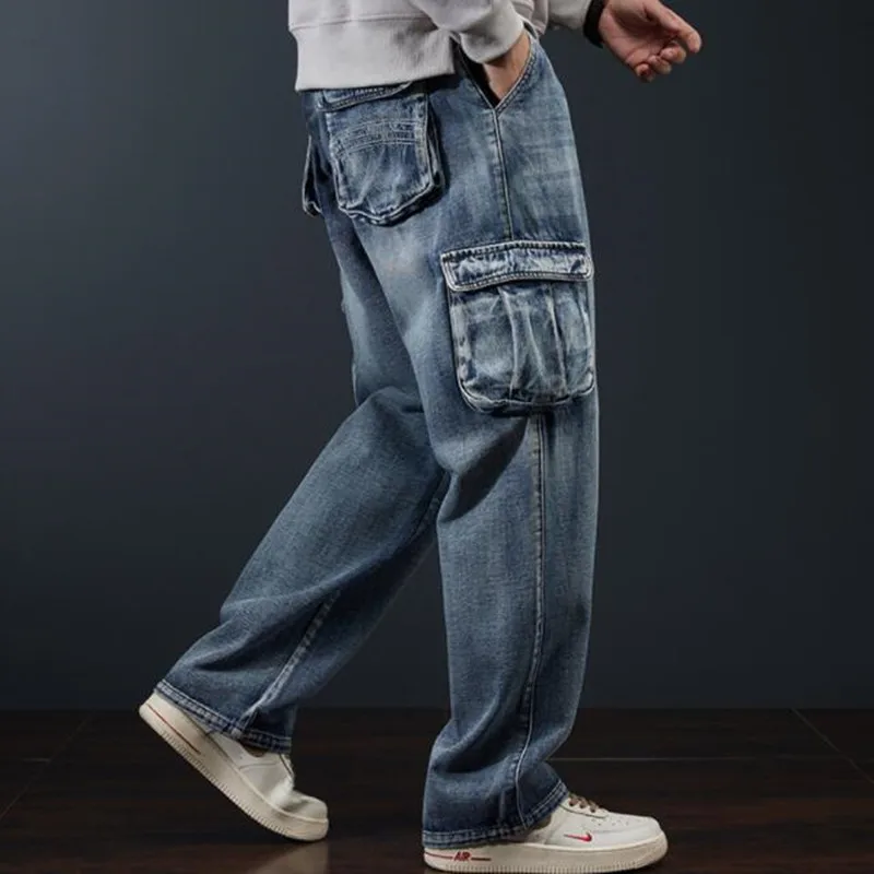 

Men Cargo Jeans Men's Multi-pocket Loose Straight Jeans Trousers Men's Bottoms