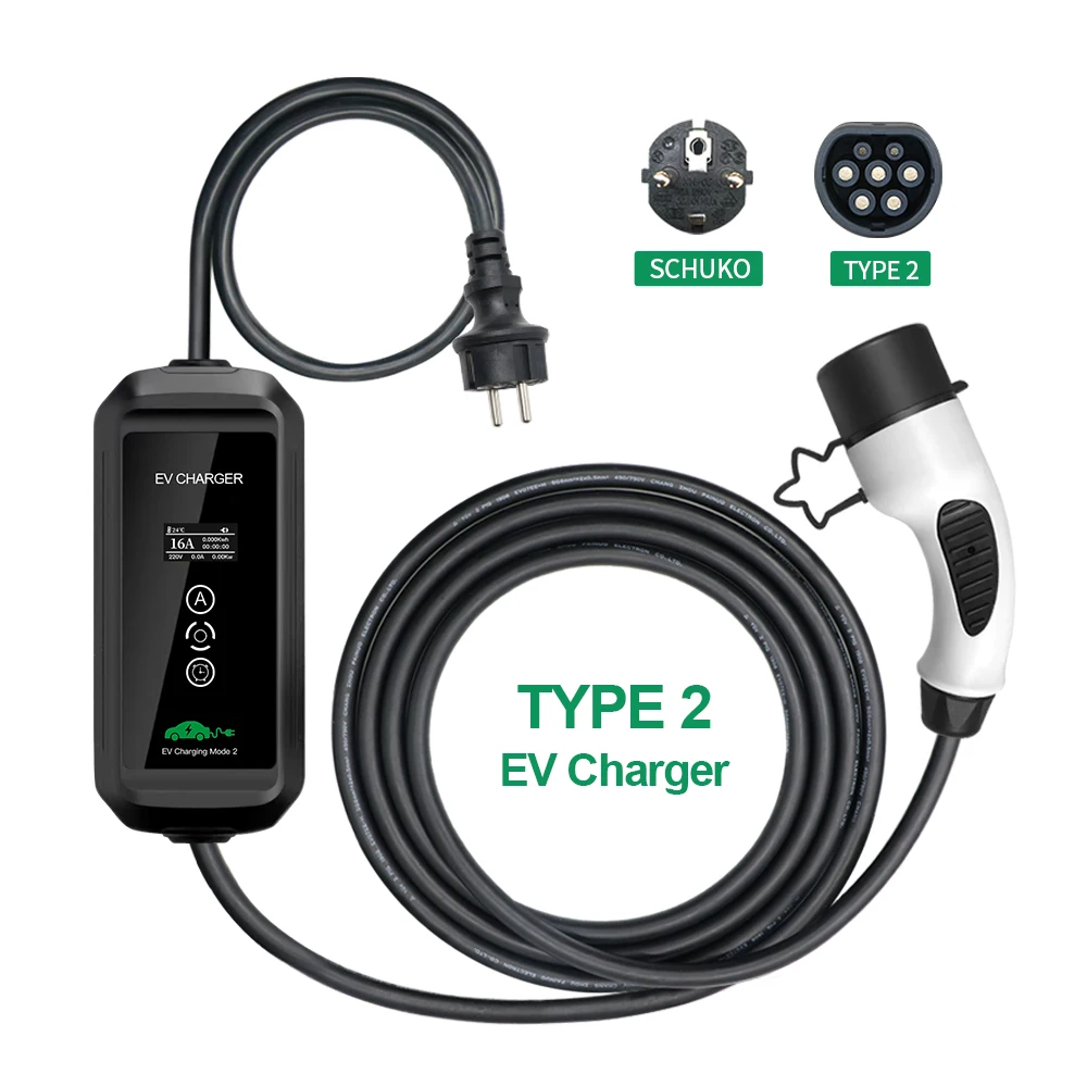 Chargeur portable EVSE 10/16A Schuko vers Type 2