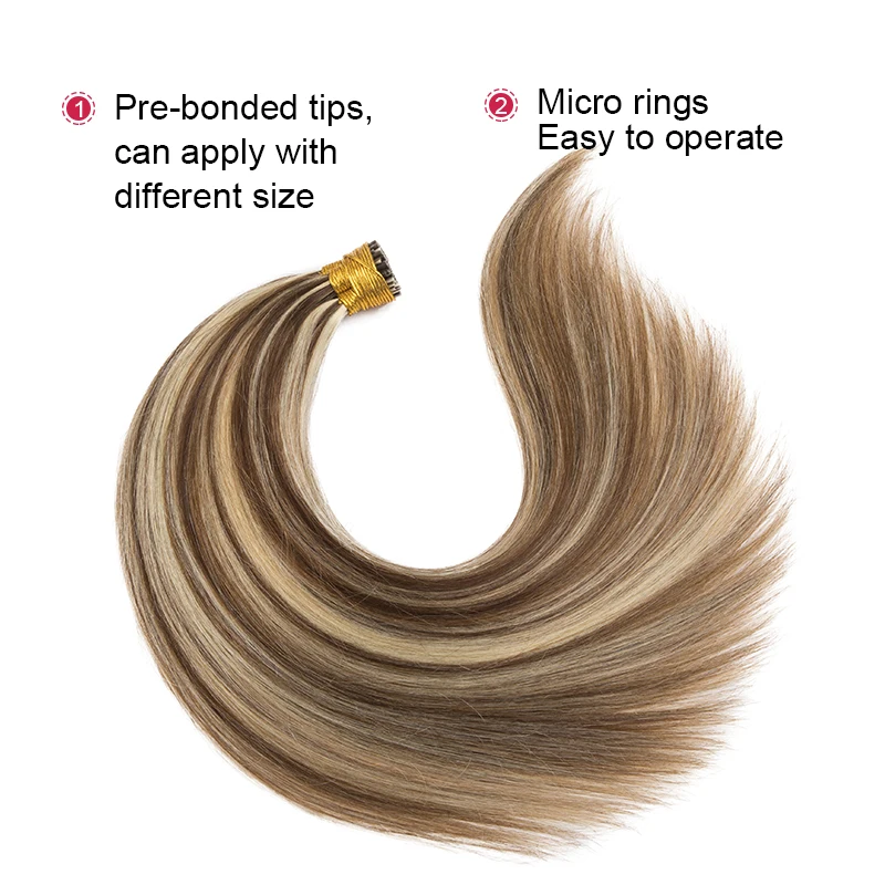 Hair extensions Straight i Tip Human Hair Extensions 0.8g/ 1g/Strand 50Stand Brazilian Remy Extensions Pure Color