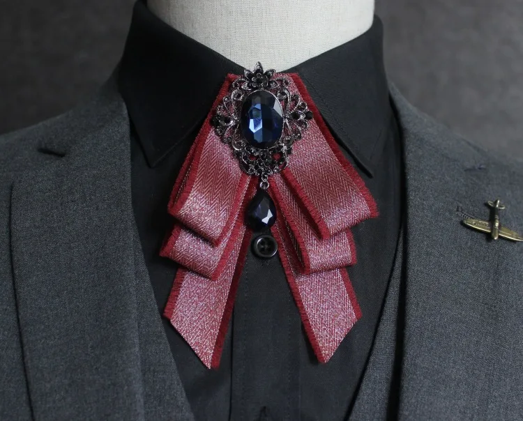 Vintage Kristall Stoff Fliege Brosche Koreanische Mode Bowties Krawatten für Mann Band Hemd Kragen Luxulry Schmuck Zubehör – Detail 17