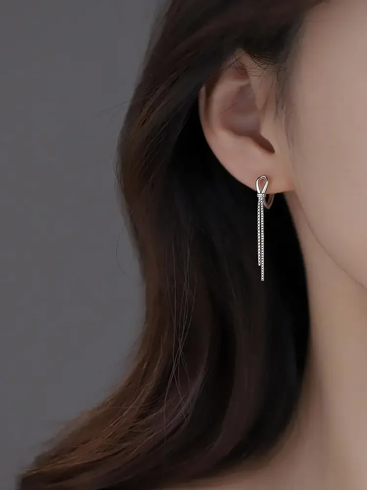925 Sterling Silver Knot Earrings Temperament Simple Inlaid for Women Wedding Jewelry Accessories 2