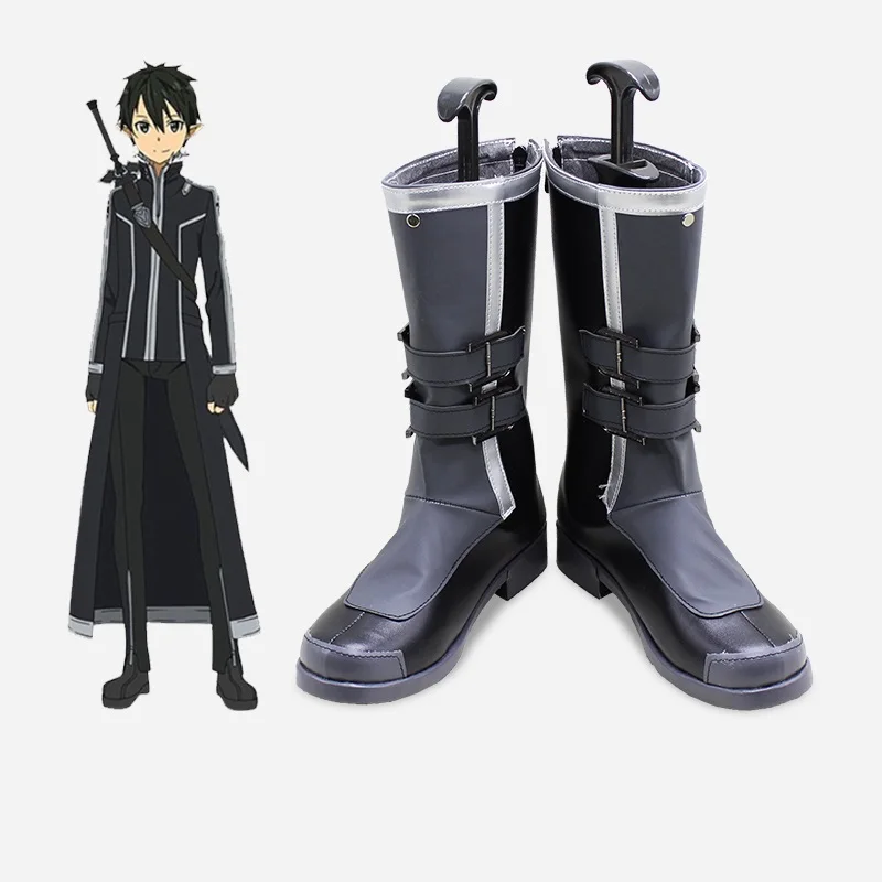 

Обувь для косплея меча Кирито из аниме искусство онлайн киригая Наруто реквизит для косплея Хэллоуин косплей киригая изготовленные на заказ сапоги