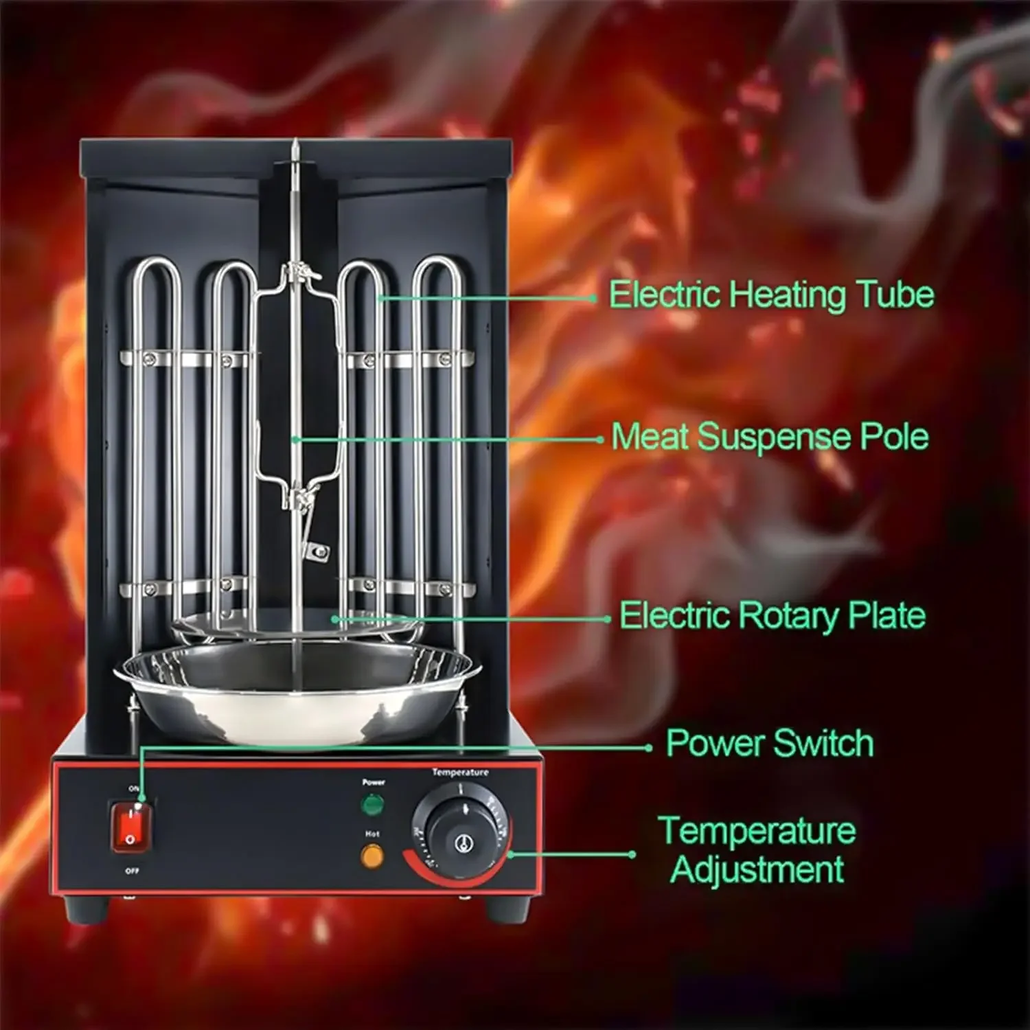 Rotisserie Shawarma Broiler Kebab Grill Machine Rotating Grill With Temperature Chime,(Patented Product) 4