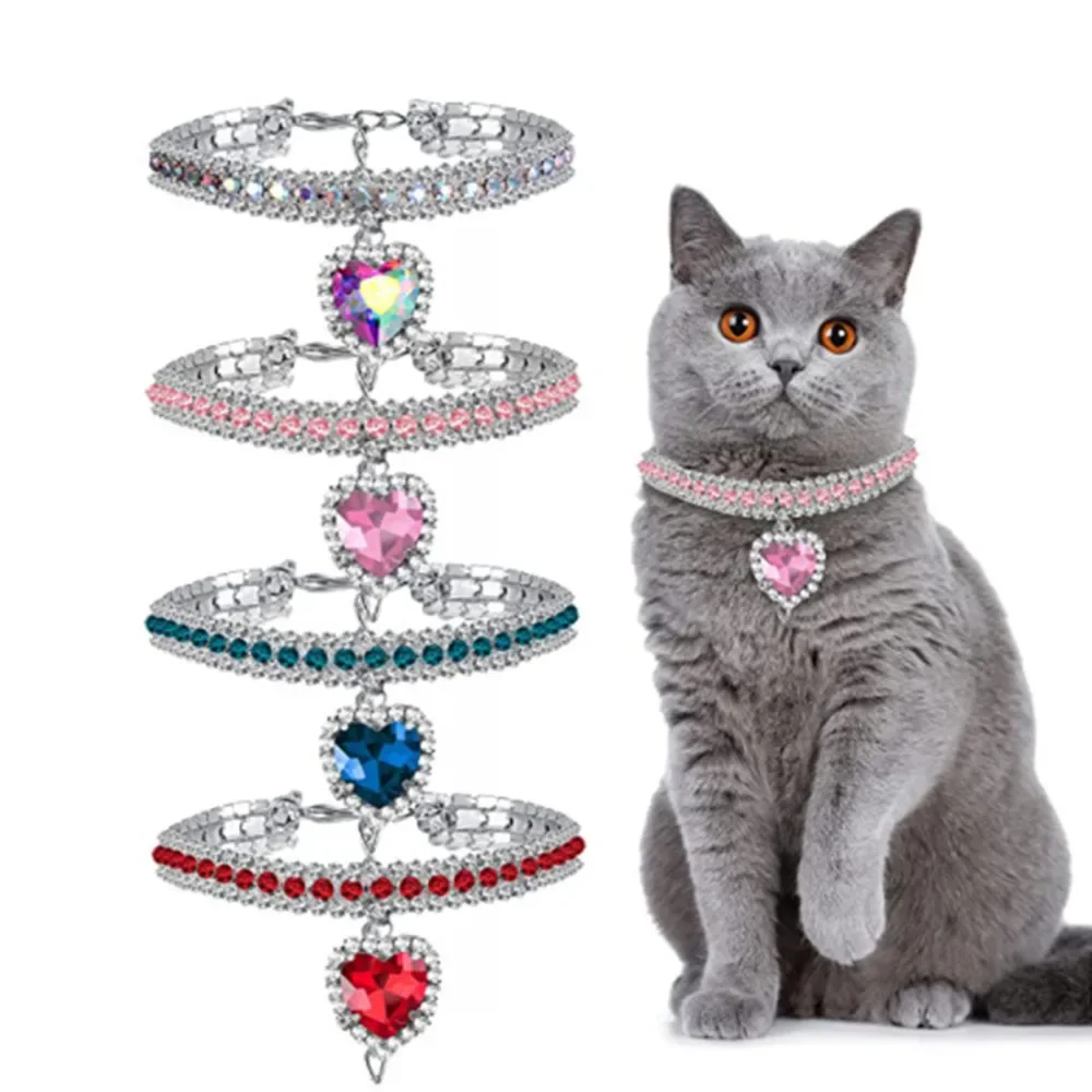 Cat Rhinestone Diamante Collar Necklace for Kitten Cute Bling Pet