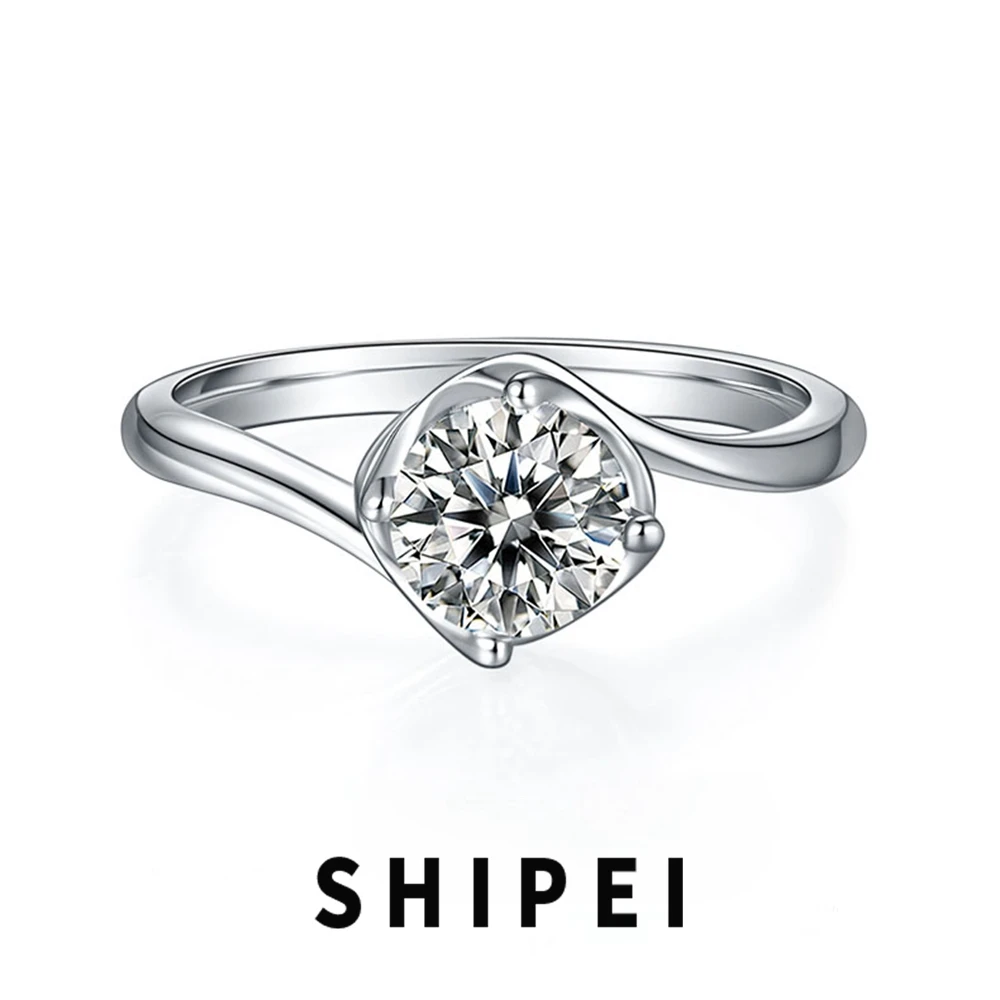 

SHIPEI 6.5MM D Moissanite Diamond Gemstone Ring Fine Jewelry For Women Engagement Classic 100% 925 Sterling Silver Wholesale