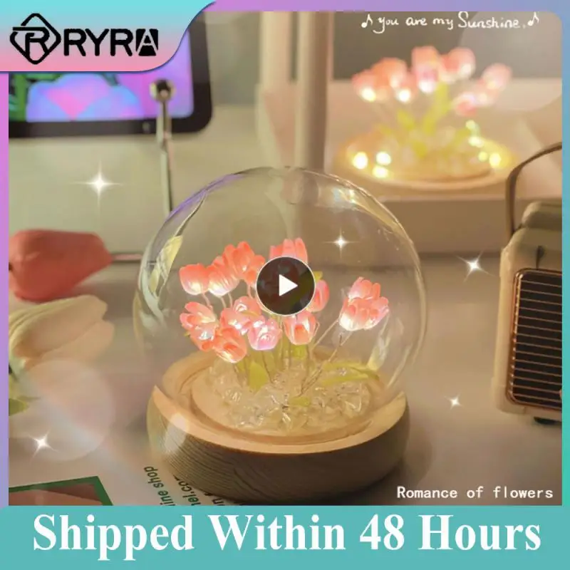

Tulip Night Light Battery Operated Tulip Flower Table Lamp DIY Simulation Tulip LED Nightlight Handmade Bedside Atmosphere Light
