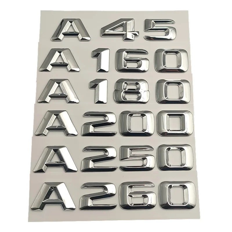 

3D ABS Chrome Letters Car Rear Trunk Badge Sticker Emblem Logo For Mercedes A45 AMG A180 A200 A250 A260 W176 W177 Accessories