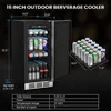 15 Inch Outdoor Beverage Fridge, Stainless Steel Beverage Cooler Under Counter Beer Fridge, Indoor/Outdoor Beverage Refrigerator 2