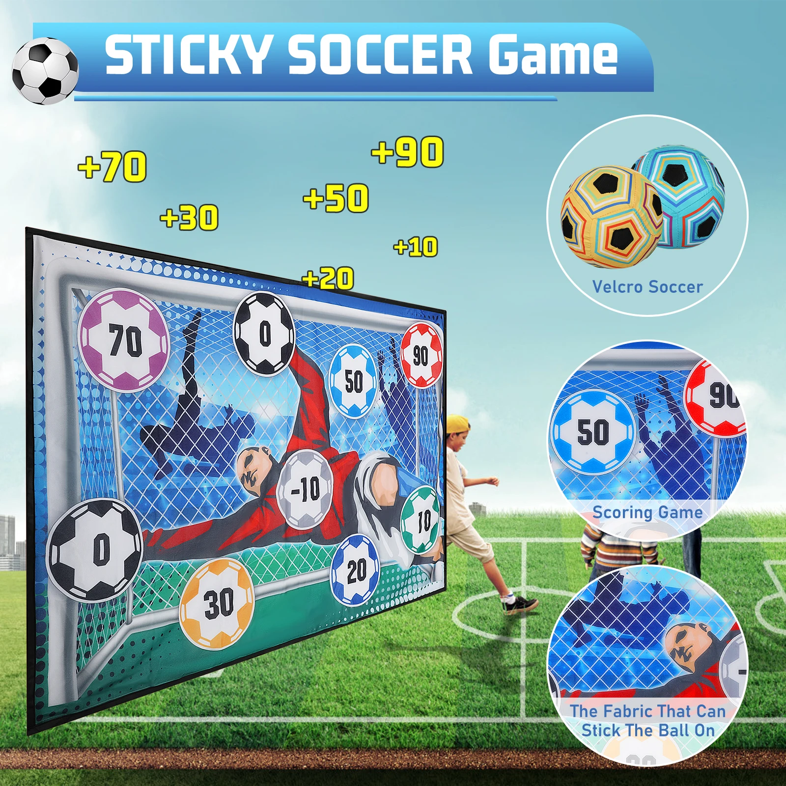 VATOS Football Ball Game Set for Kids Indoor Outdoor Soccer Train Sport Game Foldable Toys for 3 4 5 6 7 8 Years Old Boys Girls 4