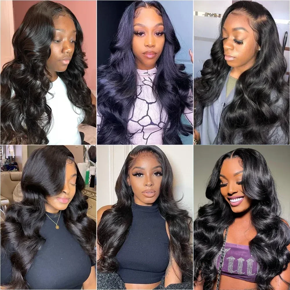 Nuove Parrucche Sintetiche Body Wave 13*4 con Frontale in Pizzo, Parrucca Lunga Senza Colla con Frontale in Pizzo, con Attaccatura Naturale Pre-Pizzicata e Baby Hair - immagine 5