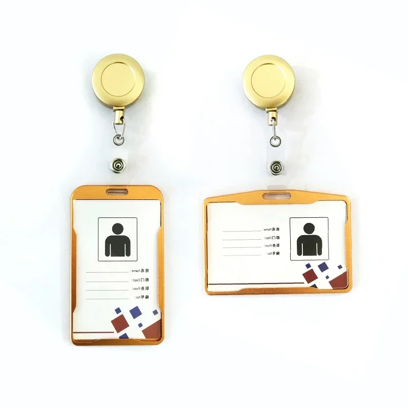 

1pc Fashion Card Cover Women Aluminum Alloy Work Name Card Holders Business Work Card ID Badge Lanyard Holder With Badge Reels
