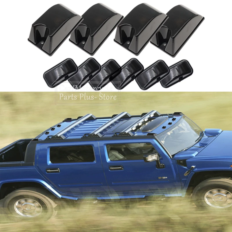 

For Hummer H2 2003-2009 SUT 2005-2009 10x Front Rear Amber Red LED Cab Roof Marker Lights Light Kit