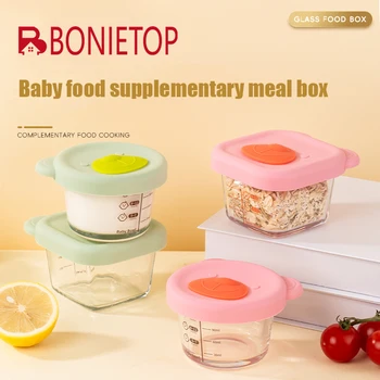 BONIETOP Boîte à déjeuner supplémentaire pour aliments pour bébés Boîte à déjeuner portable en verre Boîte de conservation des aliments pour enfants Boîte à fusibles scellée chauffée 1