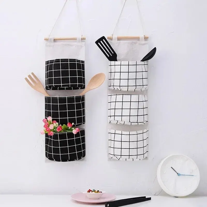Hanging Storage Bag 3Pockets Waterproof Wall Mounted Closet Organizer Bear Flamingo Sundries Bags 1pc