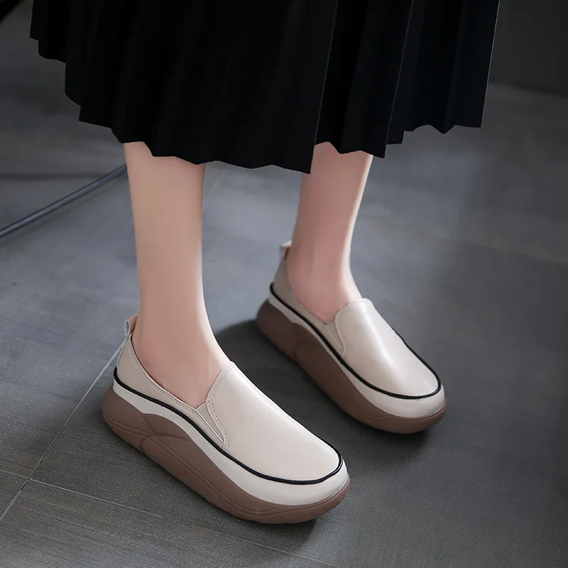 

Женские кроссовки на низком каблуке, удобные и элегантные, мягкие, без шнуровки, платформа, повседневная обувь в стиле ретро, разные цвета