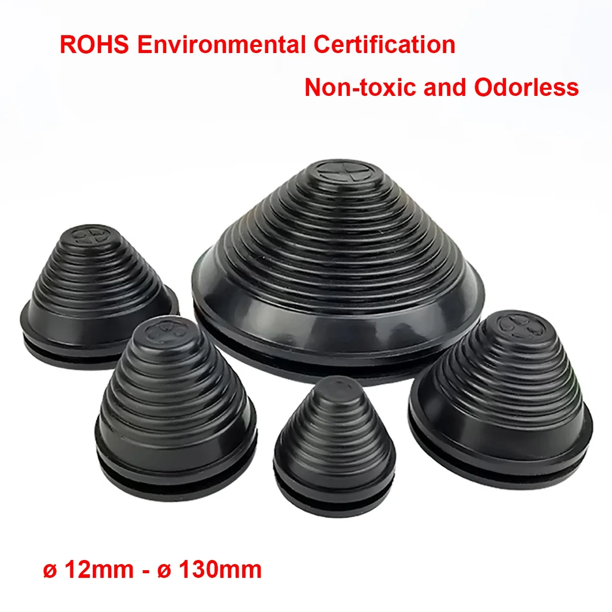 Description Picture 2 of item1/2pcs Black tapered rubber wiring grommets gasket electric box Cable Protector dust plug 12/25/30/35/40/50/60/70/80/90-130mm