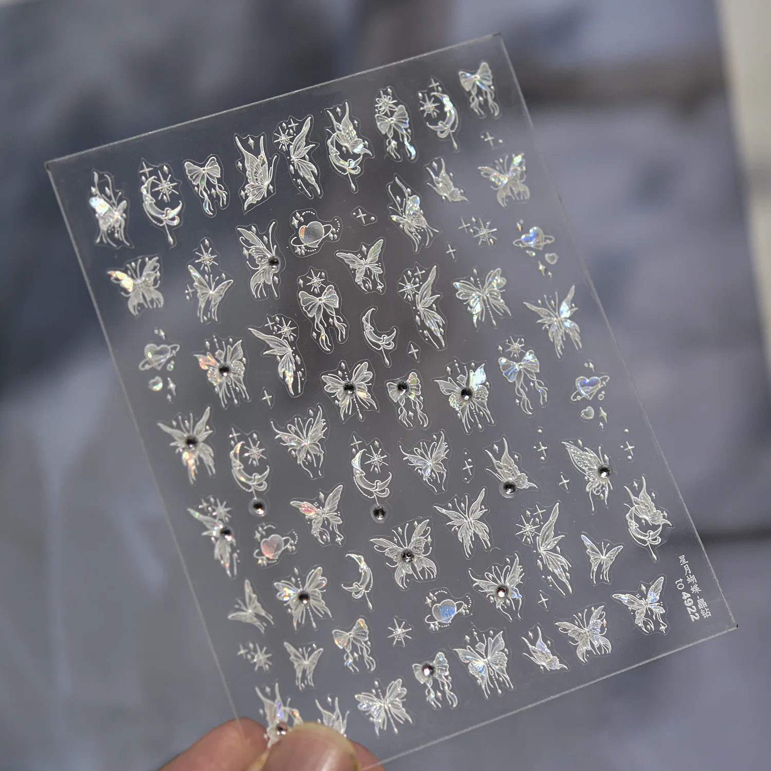 5D 크리스탈 다이아몬드 네일 스티커 3D 빛나는 천사 날개 나비 리본 하트 셀프 접착 네일 3D 데코 스티커 DIY 데칼