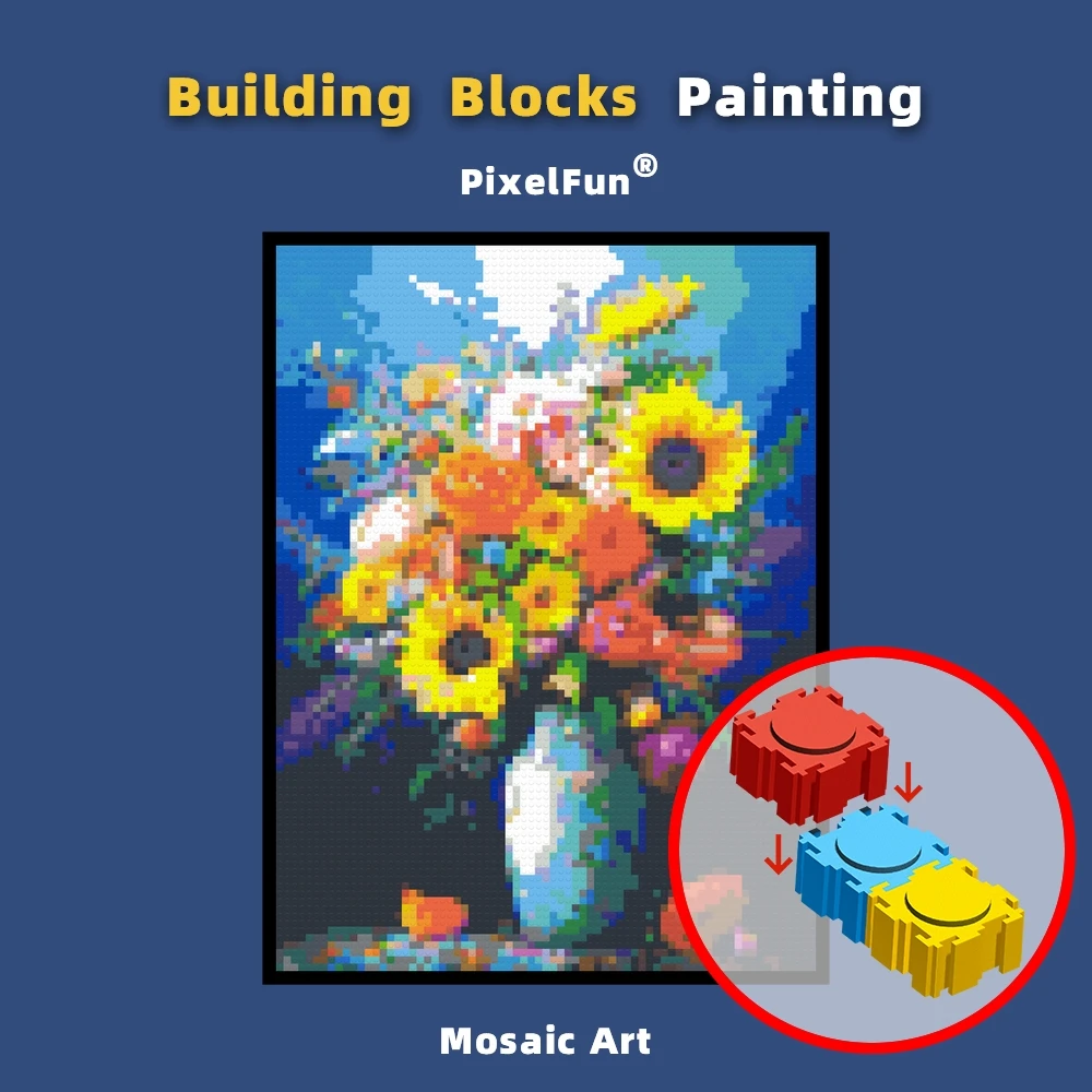 

DIY Orchid Vase Building Block Painting Mosaic Pixel Art Home Decor Photo Custom Birthday Christmas Girlfriend Lover Gifts Toys