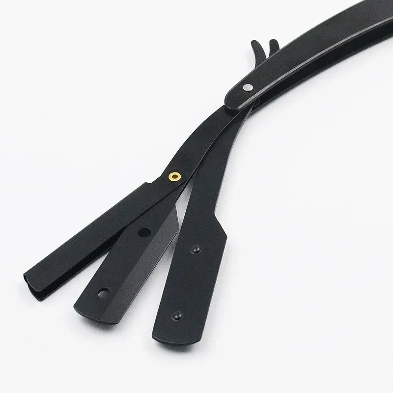 면도 칼, 머리 면도기 및 칼날, 접이식, 골동품 검정색, 스테인레스 스틸 직선 면도기 홀더, 1 Pcs 남성 이발사 도구
