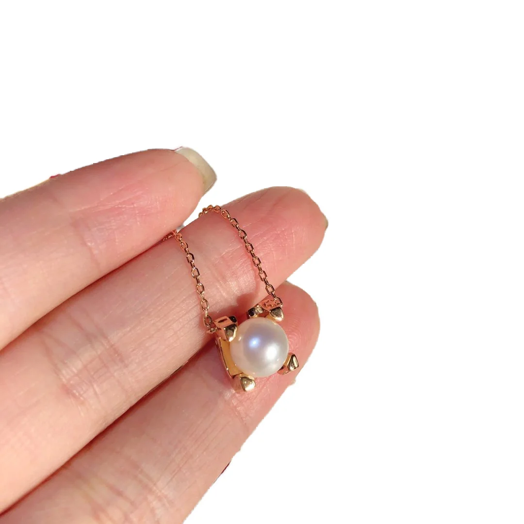 Brand Pure Natural Pearl Necklace Elegant Series 8mm Japanese Akoya Sea Pearl Brand Pure Jewelry Set Necklace Ear Studs