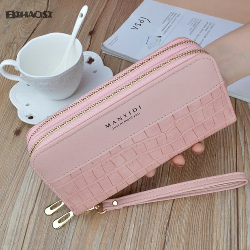 Women's Long Wallet Clutch Bag Large Capacity Double-layer Wallet Mobile Phone Bag Mobile Phone Bag Double Zipper Money Clip
