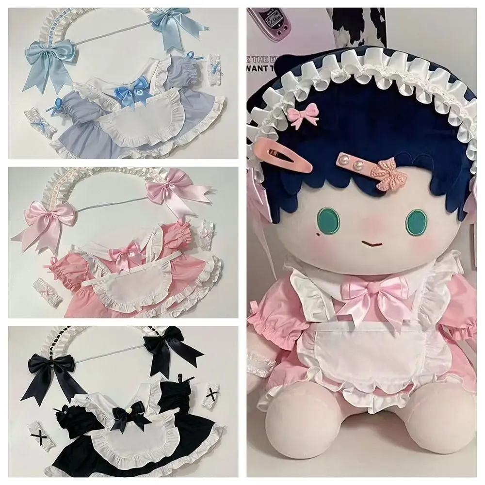 Anime Idol Doll Clothes for 40cm Maid Uniform White Puppy Apron Dress Suit Cute Plush Doll Clothes for Kids Girls Fans Gifts