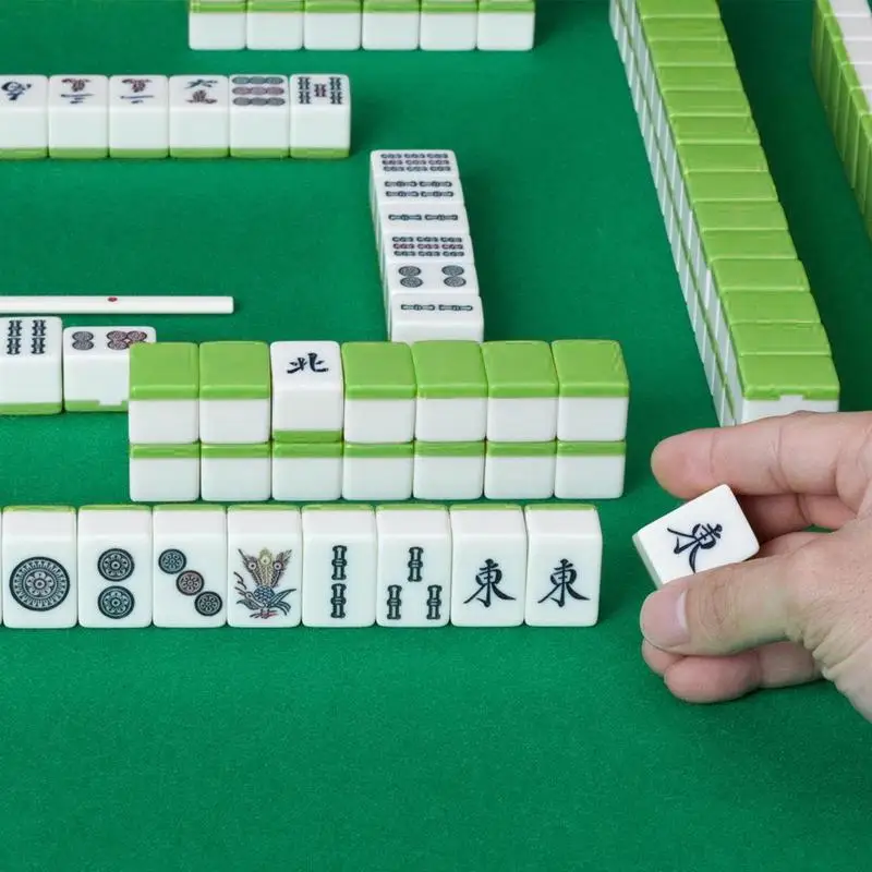 Mini Travel Mahjong Set Portable Tile Games Mini Game Set Travel Game Set No Odor Mahjong Set With Table Legs For On-The-Go 3