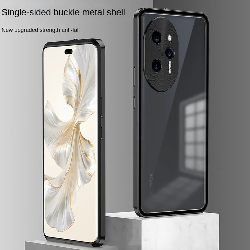 Case for Honor 100 Pro 5G Shockproof Metal Bumper with Clear Matte Hard Back Cover Phone Case for Honor 100 Pro Honor100pro